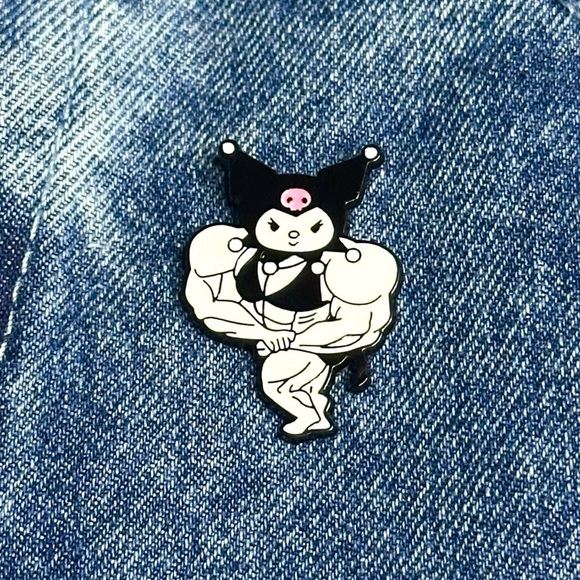 Kuromi Dressed Up as Bodybuilder Enamel Pin Halloween Cute Kawaii Sanrio Brooch - Picture 7 of 7
